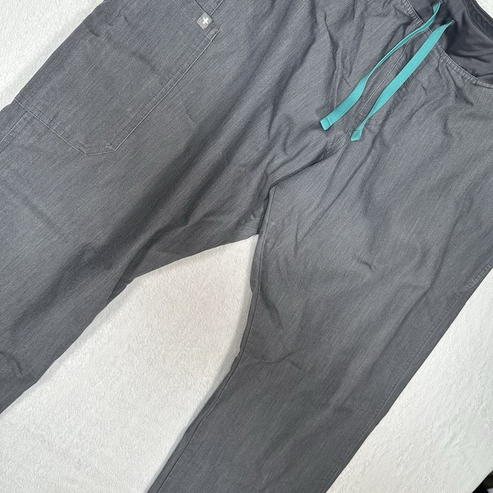 FIGS Kade Cargo Scrub Pants Heather Graphite Gray Teal Drawstring XXL/T - Picture 6 of 13